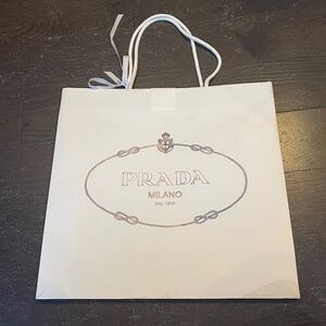 Prada LARGE white shopping bag tote empty storage decoration with ribbon42/20/14